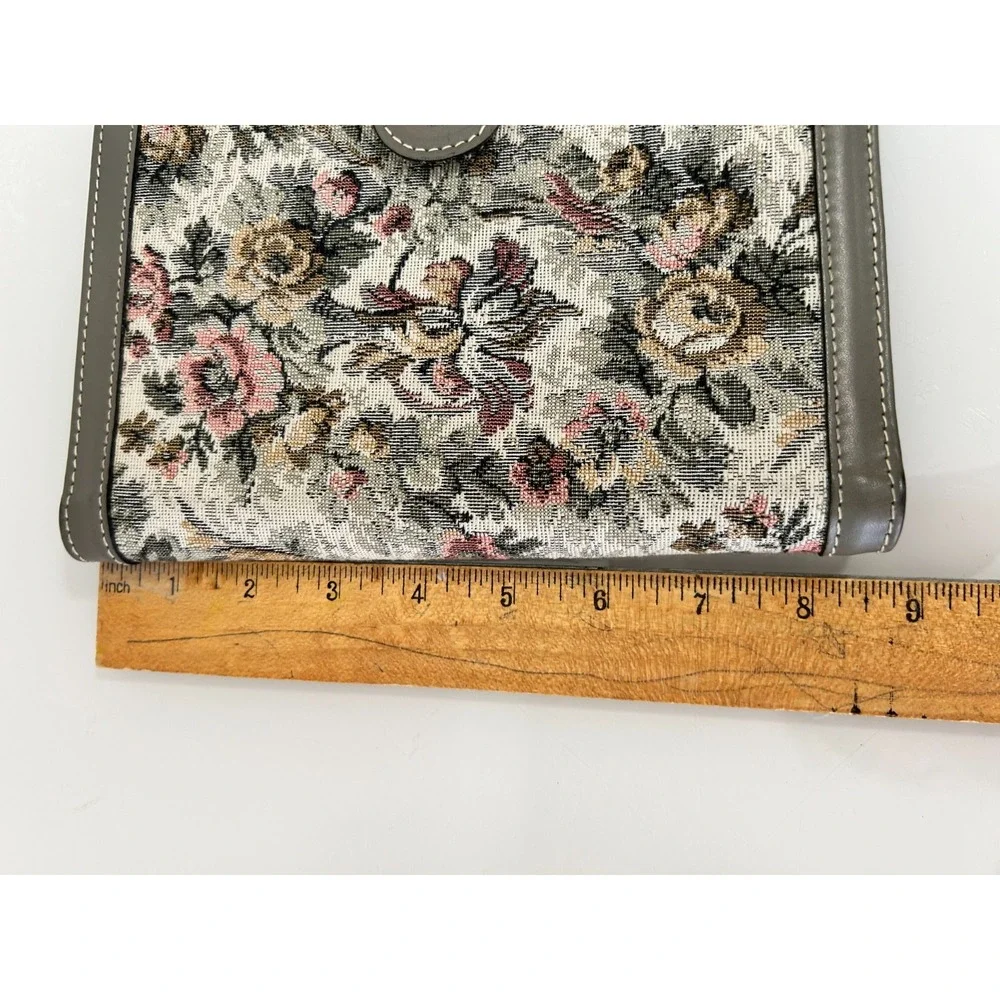 Vtg Floral Tapestry Bible Cover Book Jacket Case Travel Organizer 6x9 Grey EUC